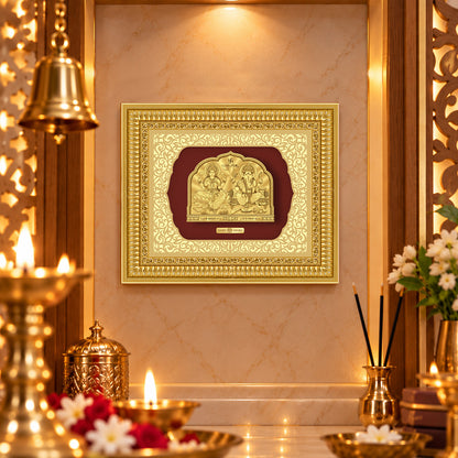 24K Gold-Plated Lakshmi Ganesha Frame | Premium Gift Box | 30x35 CM