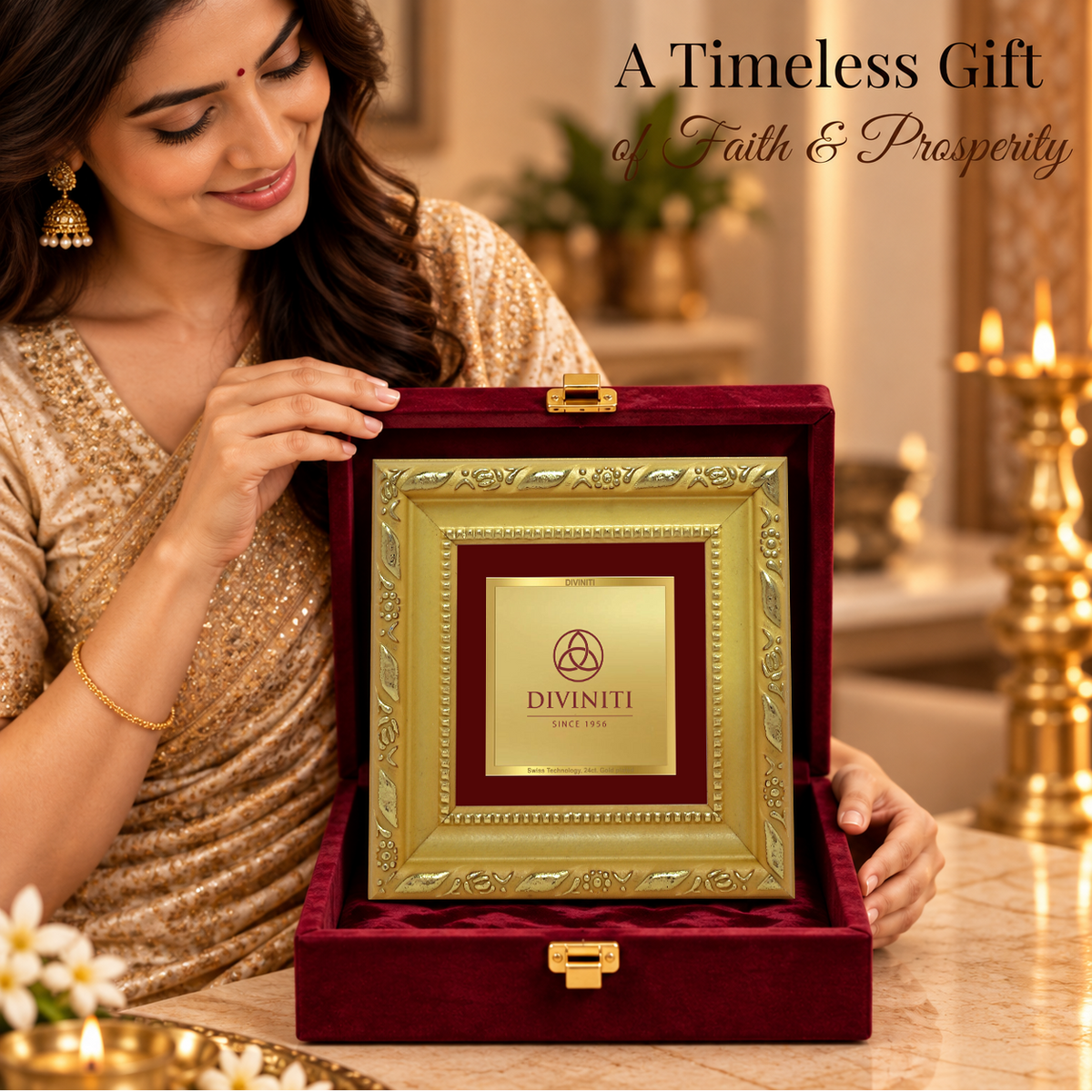 24K Gold-Plated Personalized Frame | Premium Gift Box | 10x10 CM