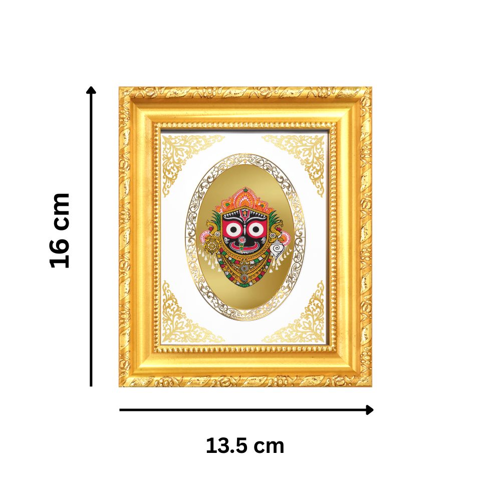 Lord Jagannath Divine Puri Sacred Blessings Royal Tabletop Frame in 24K Gold Plated Foil