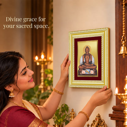 24K Gold-Plated Lord Mahavira Frame | Premium Gift Box | 21.5x17.5 CM