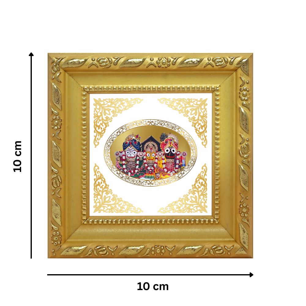 Jagannath Subhadra Balabhadra | Divine Trio Royal Tabletop Photo Frame in 24K Gold Plated Foil