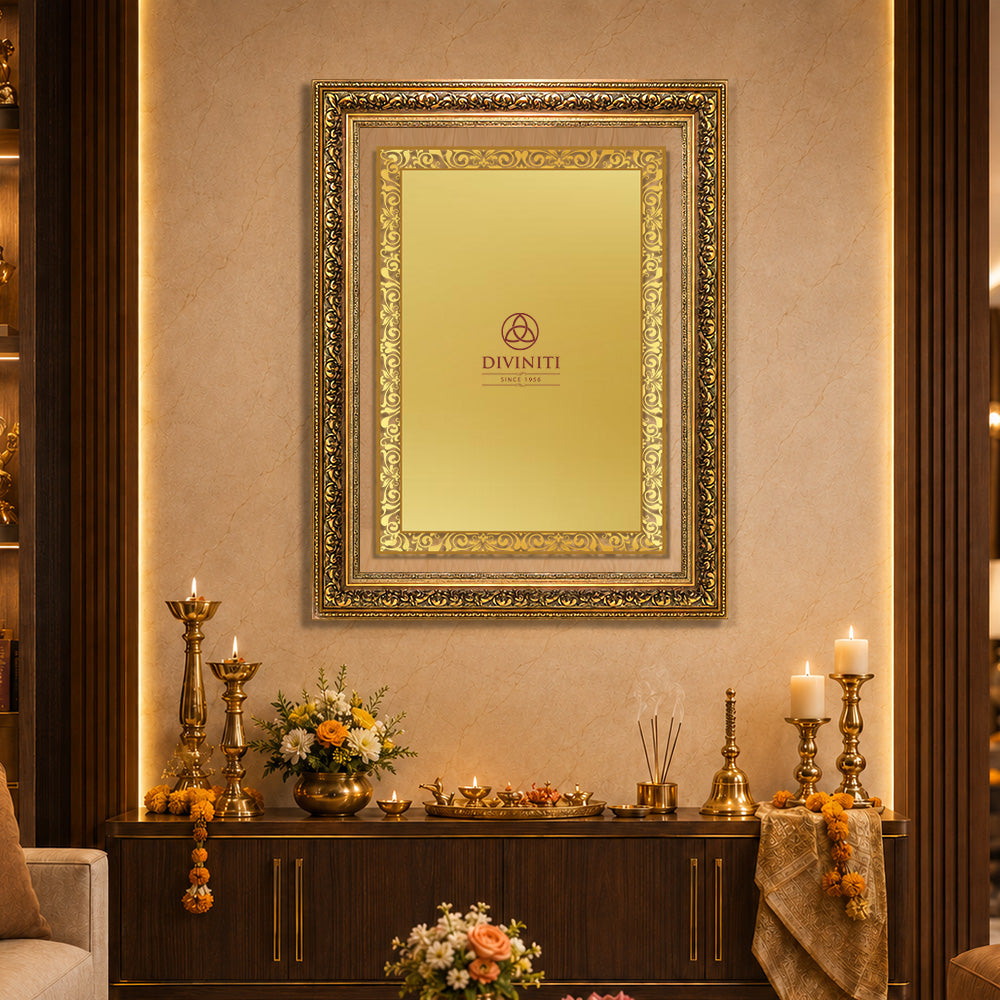 Diviniti Double Glass Frame Personalised Wall Mount Photo Frame in 24K Gold Plated Foil