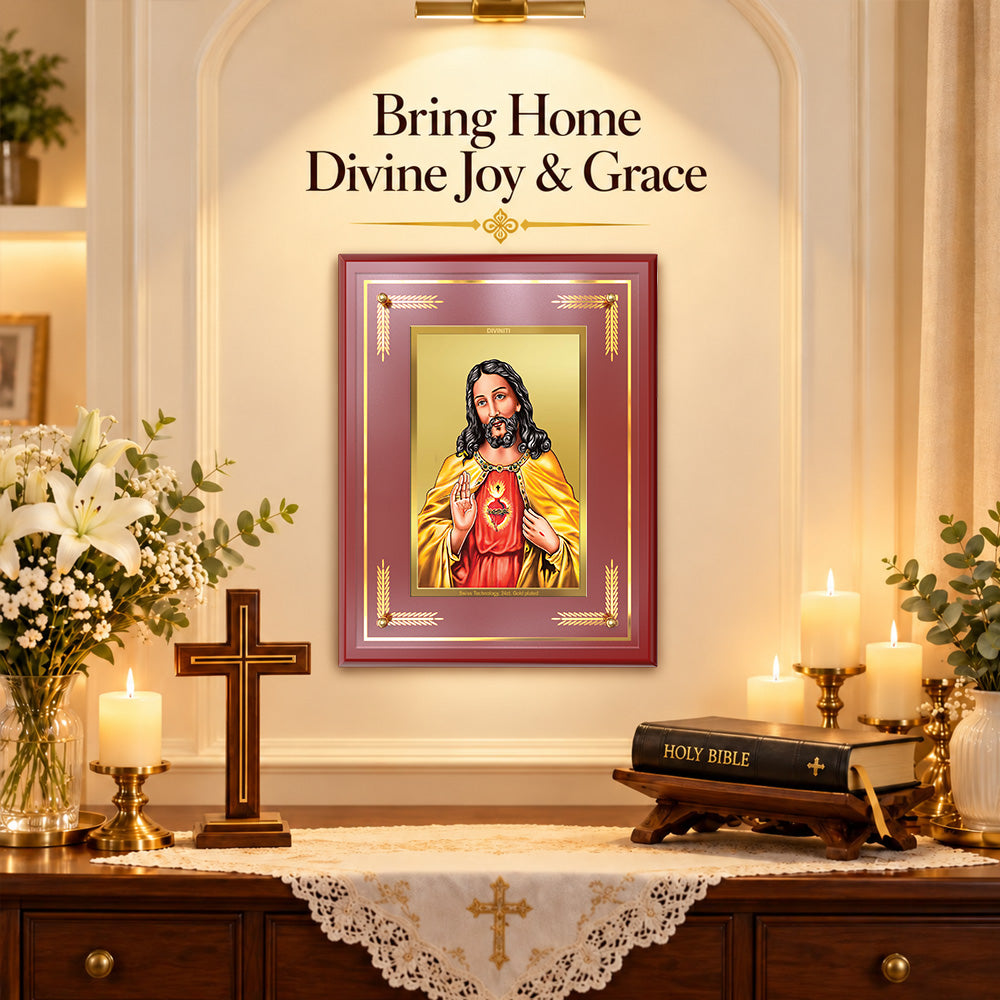 24K Gold-Plated Jesus Christ MDF Frame | Premium Gift Box | 27x35 CM