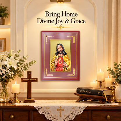 24K Gold-Plated Jesus Christ MDF Frame | Premium Gift Box | 27x35 CM