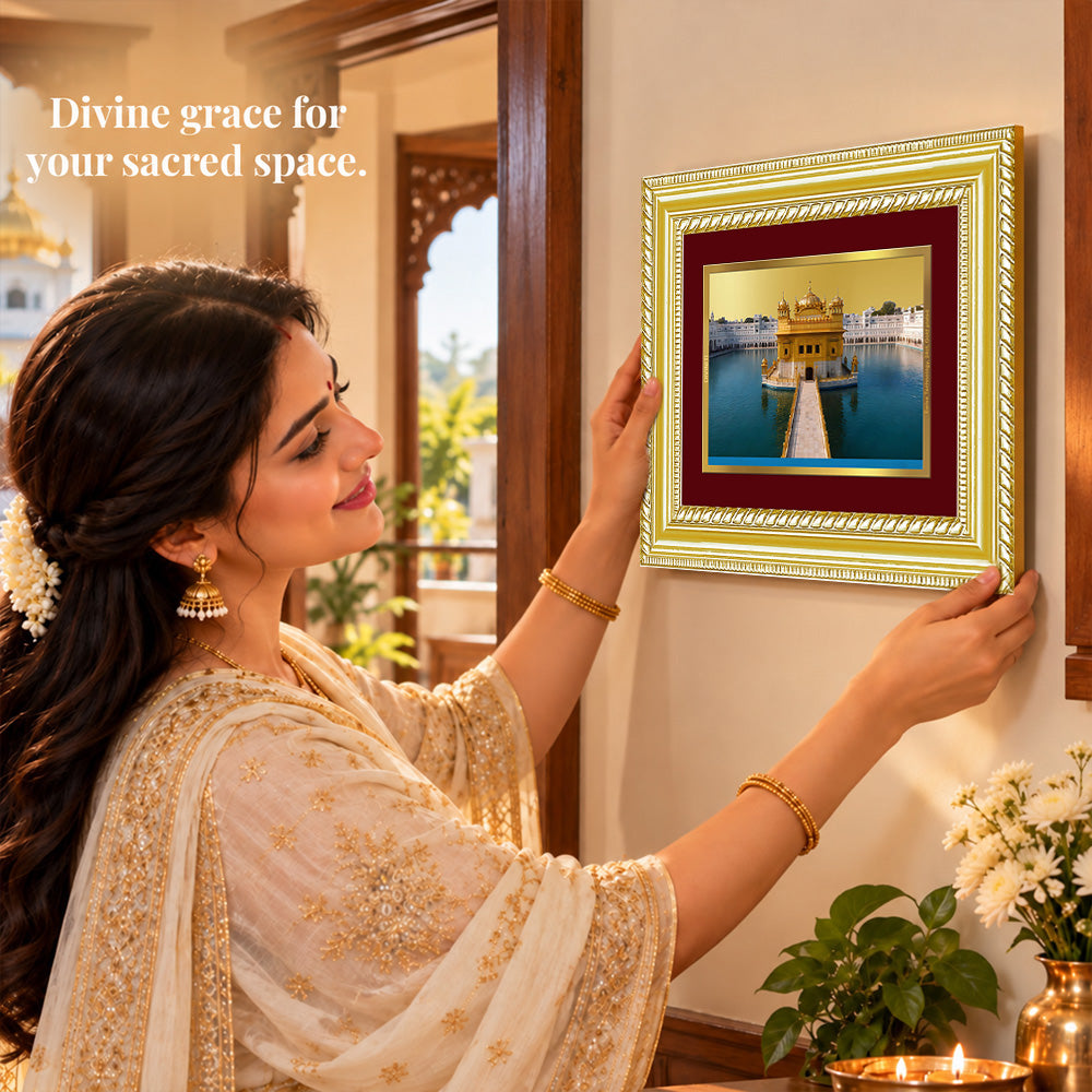 24K Gold-Plated Golden Temple Frame | Premium Gift Box | 21.5x17.5 CM