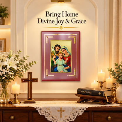 24K Gold-Plated Holy Family MDF Frame | Premium Gift Box | 27x35 CM