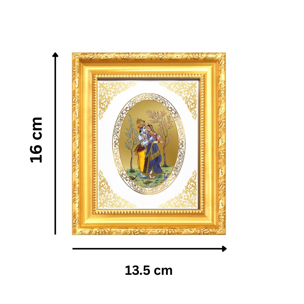 Radha Krishna Divine Eternal Love & Devotion Sacred Royal Tabletop Frame in 24K Gold Plated Foil