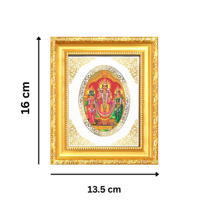 Lord Murugan Velli Divine Silver Form Sacred Purity & Blessings Royal Tabletop Frame in 24K Gold Plated Foil