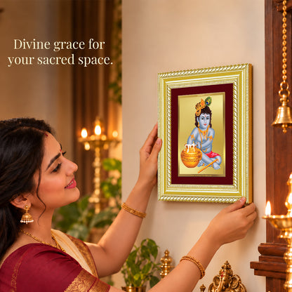24K Gold-Plated Bal Gopal Frame | Premium Gift Box | 21.5x17.5 CM