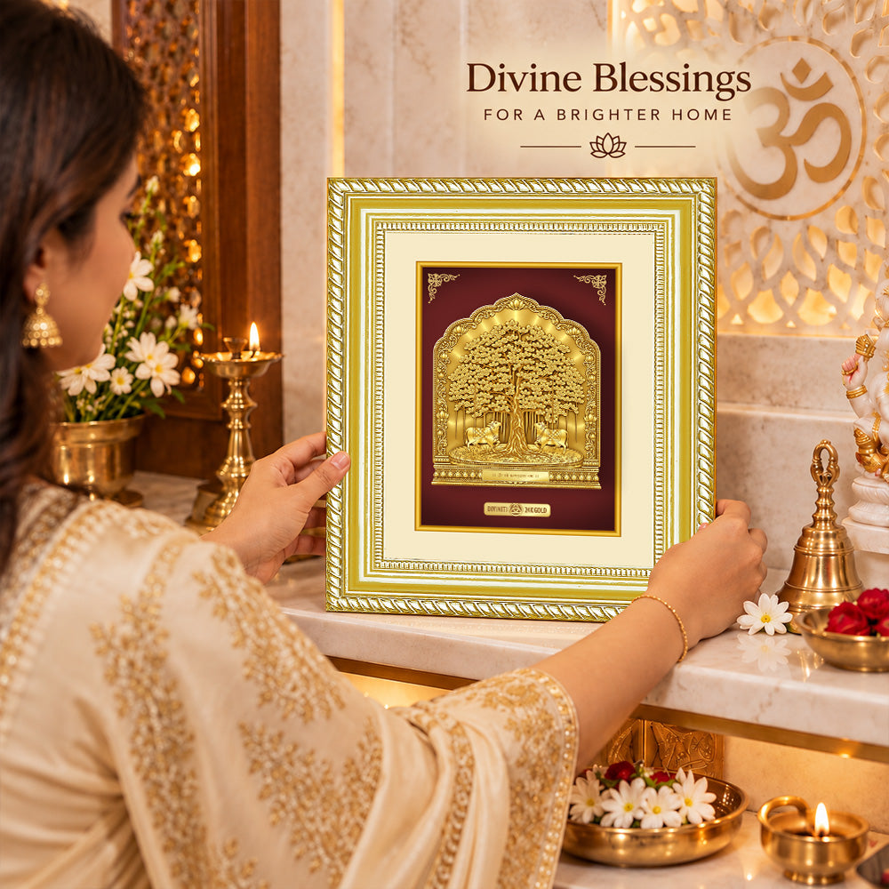 24K Gold-Plated Kalpavriksha Frame | Premium Gift Box | 22x18 CM