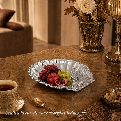 Diviniti Silver Peacock German Silver Dry Fruit Bowl with Gift Box