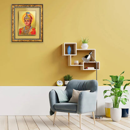 DIVINITI 24K Gold Plated Foil Guru Harkrishan Wall Photo Frame for Home Decor, Wall Hanging, Table Top, Puja Room & Gift DG113S3 (27.6x35.4 CM)