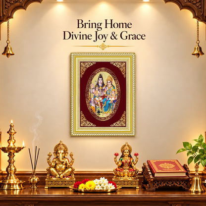 24K Gold-Plated Shiva Parivaar Frame | Premium Gift Box | 35x27 CM