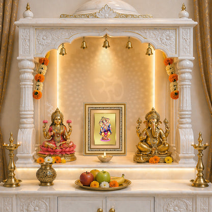 Diviniti 24K Gold Plated Dancing Ganesha (Classic) Divine Wall and Table Top Frame for Home Mandir & Office Decor | Luxury Spiritual Gift