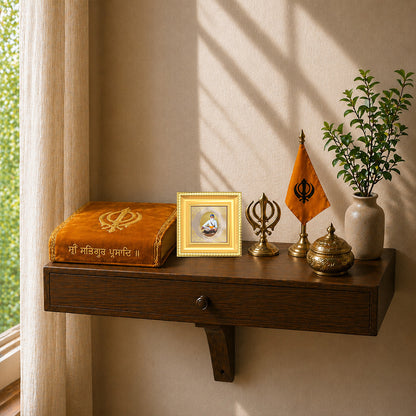 Baba Deep Singh Ji | Divine Sikh Warrior Saint Royal Tabletop Photo Frame in 24K Gold Plated Foil
