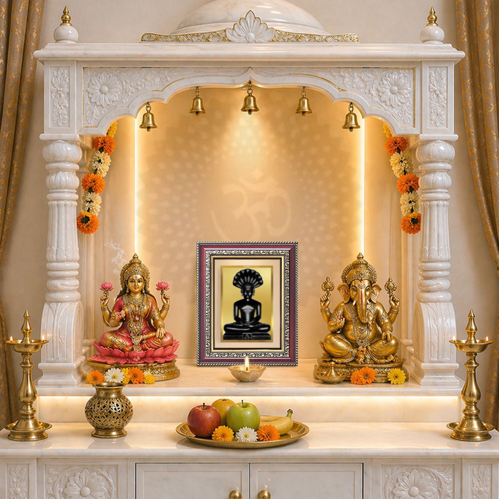 Diviniti 24K Gold Plated Parshvanath (Classic) Divine Wall and Table Top Frame for Home Mandir & Office Decor | Luxury Spiritual Gift