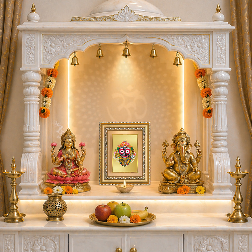 Diviniti 24K Gold Plated Jagannath (Classic) Divine Wall and Table Top Frame for Home Mandir & Office Decor | Luxury Spiritual Gift
