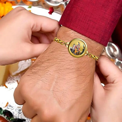 24K Gold Plated 22MM Lord Krishna with Surbhi Cow Bracelet – Divine Blessings & Spiritual Protection