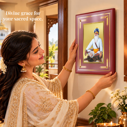 24K Gold-Plated Baba Deep Singh MDF Frame | Premium Gift Box | 17.5x21.5 CM