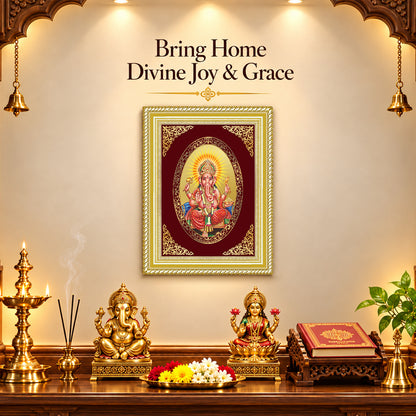 24K Gold-Plated Lord Ganesha Frame | Premium Gift Box | 35x27 CM
