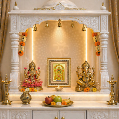 Diviniti 24K Gold Plated Tirupati Balaji Divine Wall and Table Top Frame for Home Mandir & Office Decor | Luxury Spiritual Gift