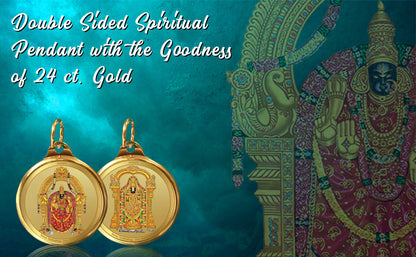 Diviniti 24K Gold Plated Padmawati & Tirupati Balaji 22MM Double Sided Pendant For Men, Women & Kids