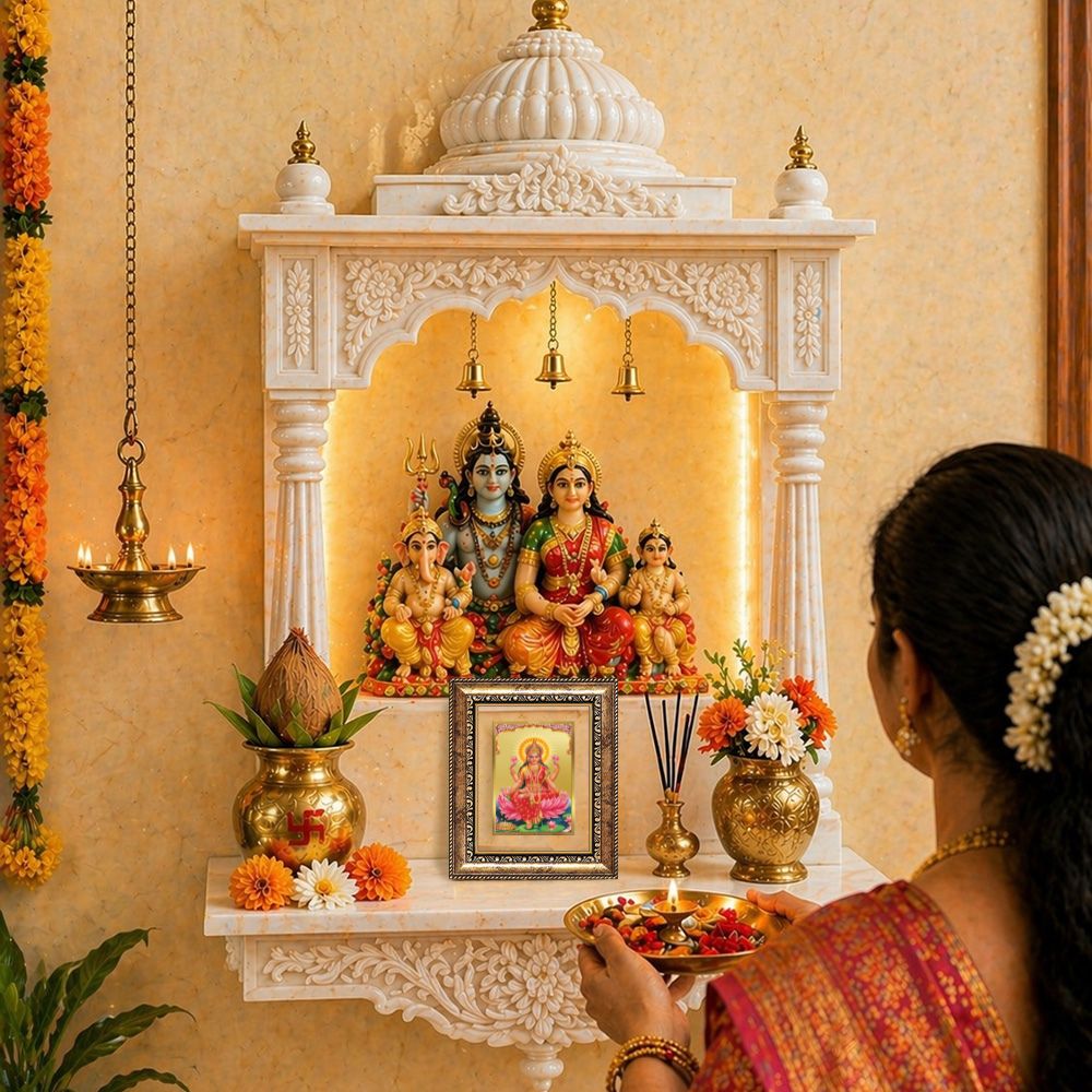 Diviniti 24K Gold Plated Lakshmi Divine Table Top Frame for Home Mandir & Office Decor | Luxury Spiritual Gift