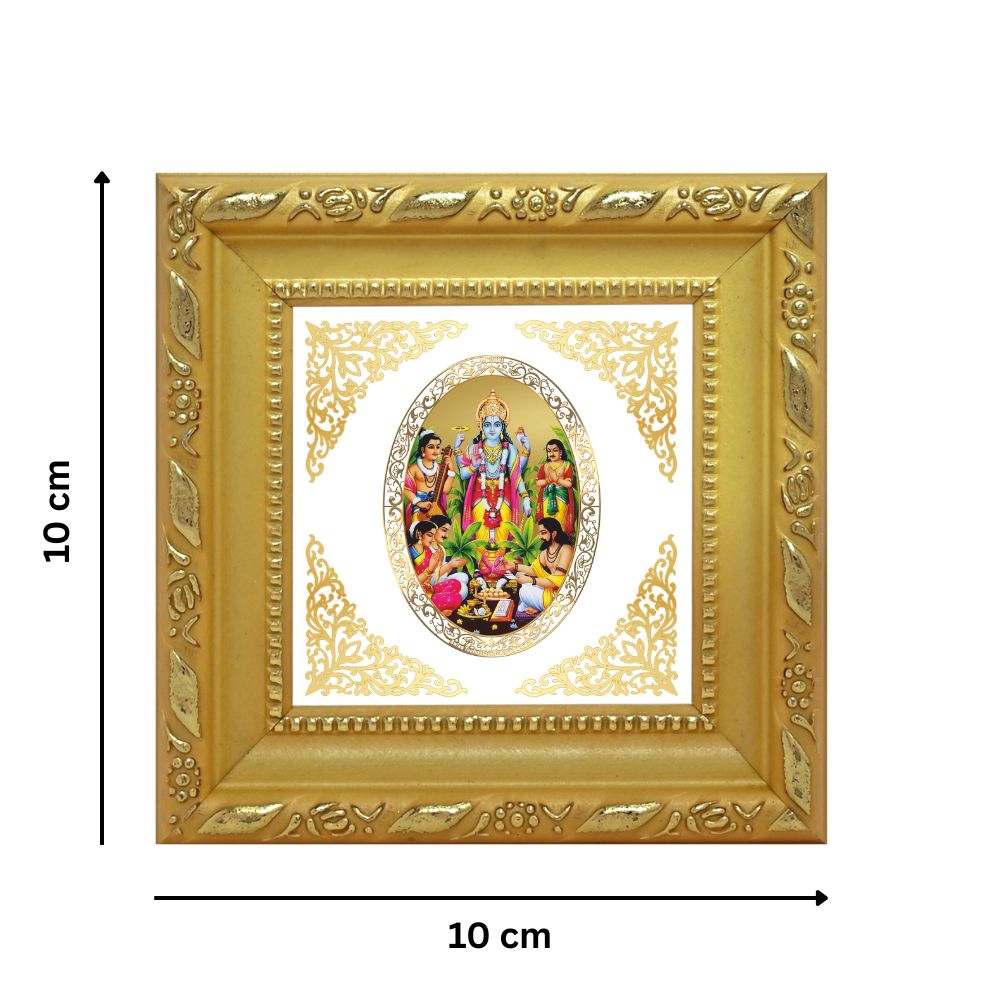 Satyanarayan | Divine Vishnu Form Royal Tabletop Photo Frame in 24K Gold Plated Foil