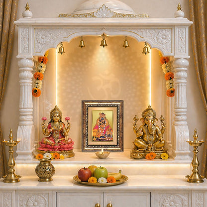 Diviniti 24K Gold Plated Banke Bihari Ji (Classic) Divine Wall and Table Top Frame for Home Mandir & Office Decor | Luxury Spiritual Gift