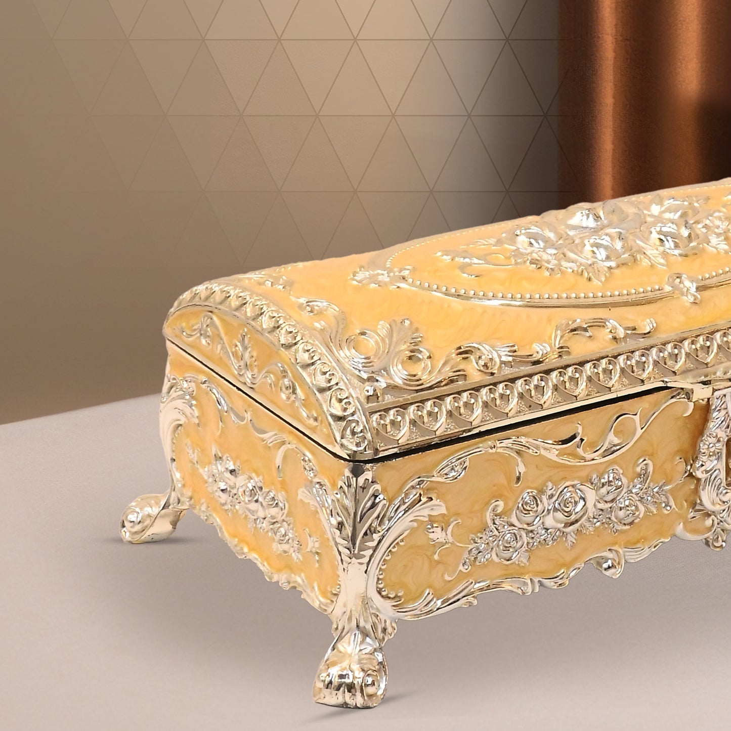 DIVINITI 24K Gold Plated Jewellery Box Luxurious Premium Storage for Precious Keepsakes and Accessories (8x24.5x12.3)