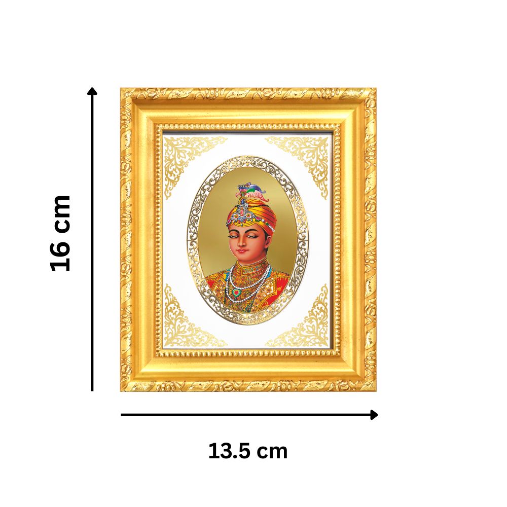 Guru Harkrishan Sahib Ji Divine Sikh Guru Sacred Healing & Compassion Royal Tabletop Frame in 24K Gold Plated Foil