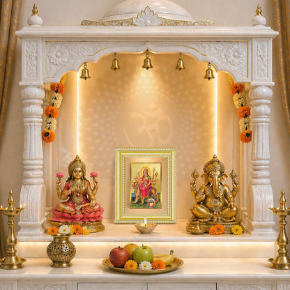 Diviniti 24K Gold Plated Durga - Sherawali Mata With Pind (Classic) Divine Wall and Table Top Frame for Home Mandir & Office Decor | Luxury Spiritual Gift