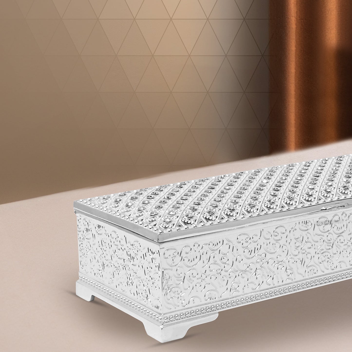 DIVINITI 999 Silver Plated Jewellery Box Premium Storage Fine Jewellery and Decorative Keepsakes for Home Décor (6x22.7x9.5 CM)