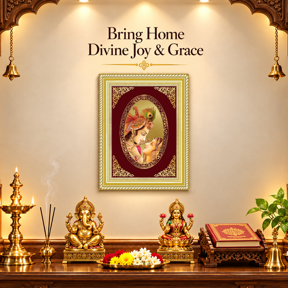 24K Gold-Plated Radha Krishna Frame | Premium Gift Box | 35x27 CM