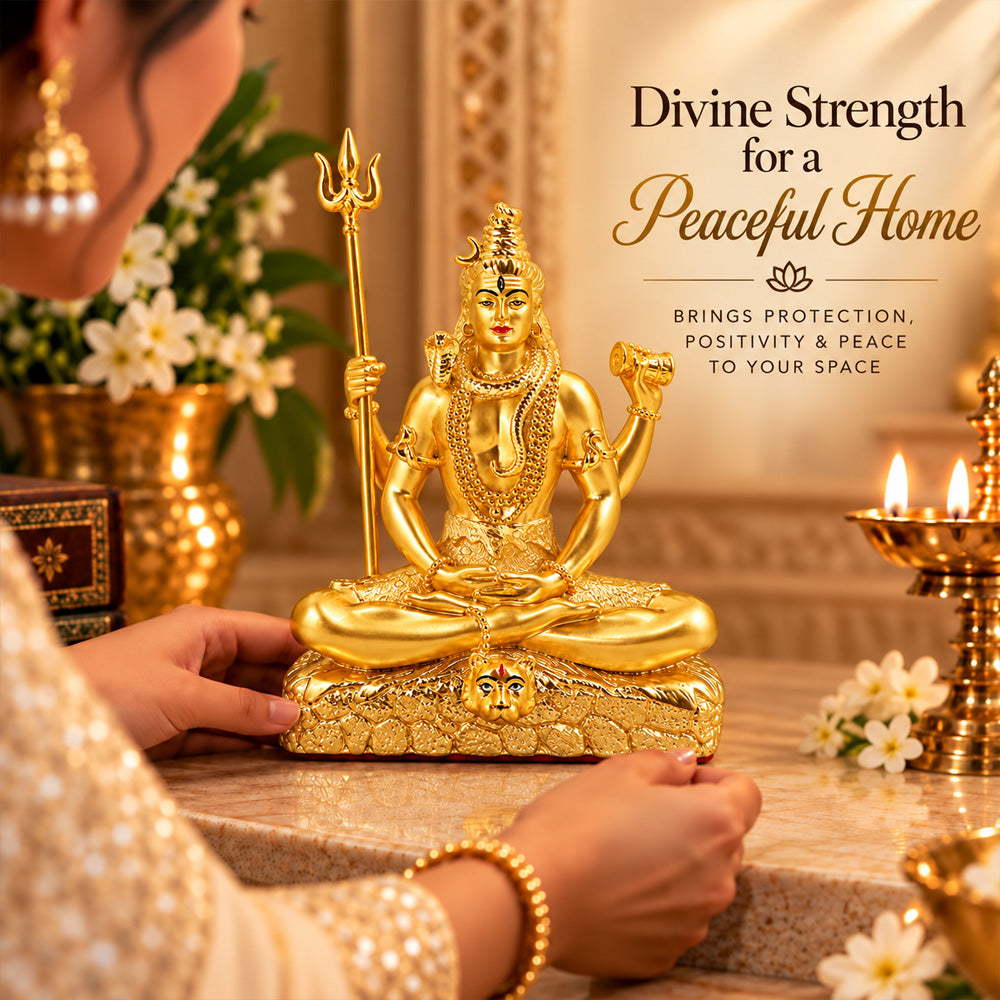 24K Gold-Plated Lord Shiva Idol | Premium Gift Box | 16x12 CM