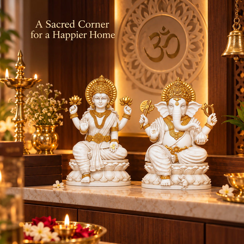 999 Silver-Plated Lakshmi Ganesha Idol | Premium Gift Box | 6x8 CM