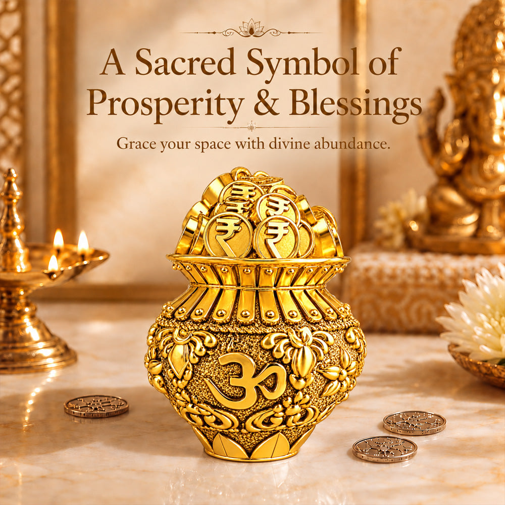24K Gold-Plated Om Coin Kalash | Premium Gift Box | 6x5 CM
