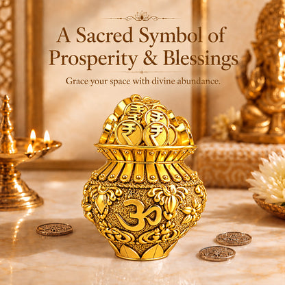 24K Gold-Plated Om Coin Kalash | Premium Gift Box | 6x5 CM