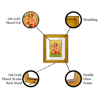 DIVINITI 24K Gold Plated Foil Panchmukhi Hanuman Wall Photo Frame Religious Photo Frame Idol for Home & Office Decor Prayer, Gifts Items DG 101 Size 1 (15.3x14.9 CM)