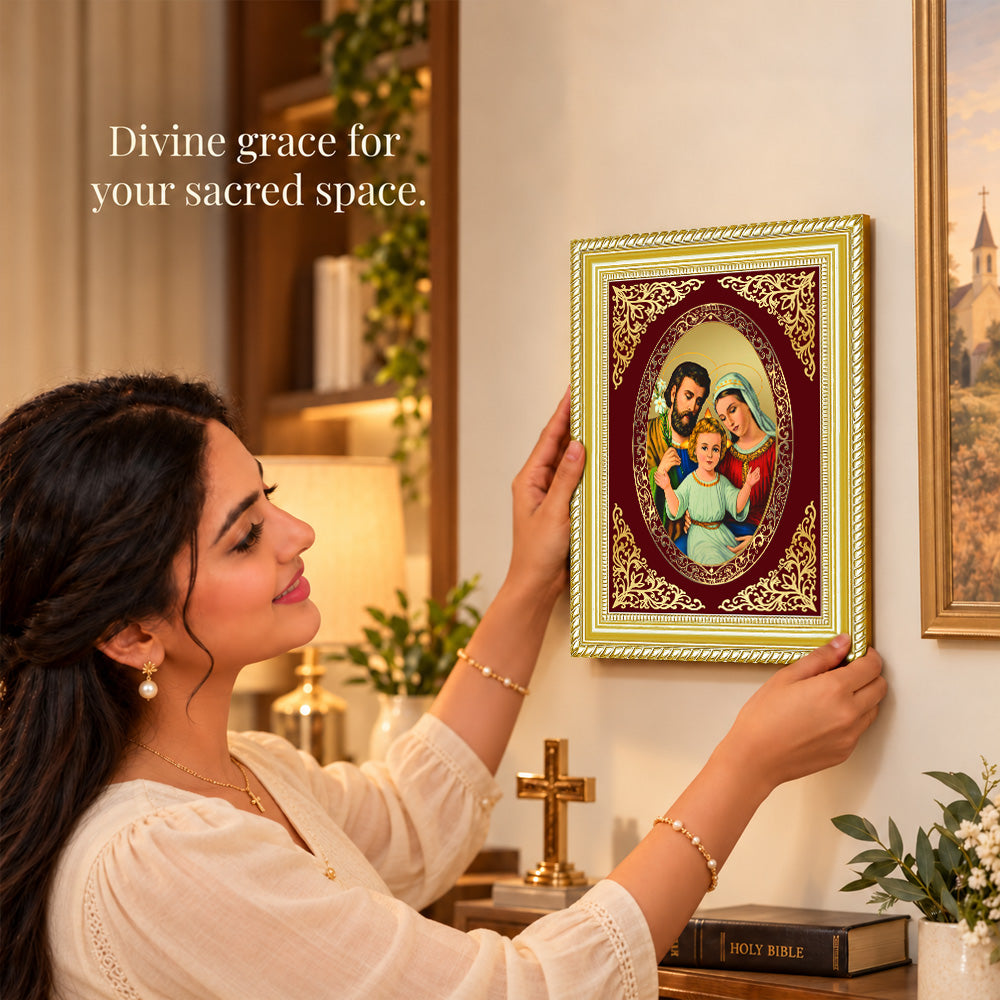 24K Gold-Plated Holy Family BG Frame | Premium Gift Box | 26x20 CM