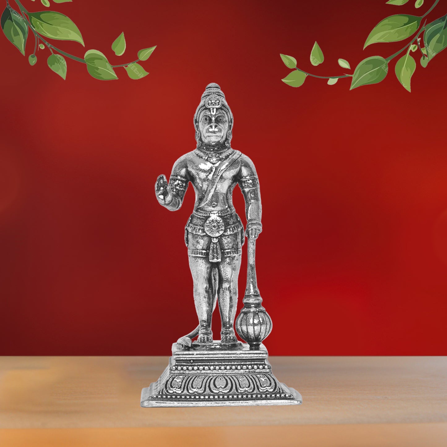 DIVINITI 925 Pure Silver Hanuman Ji Idol Statue Stunning Tribute to Strength and Devotion for Home Office Décor, Tabletop, Puja Room Gift (6.5x5.7 CM, 57g)