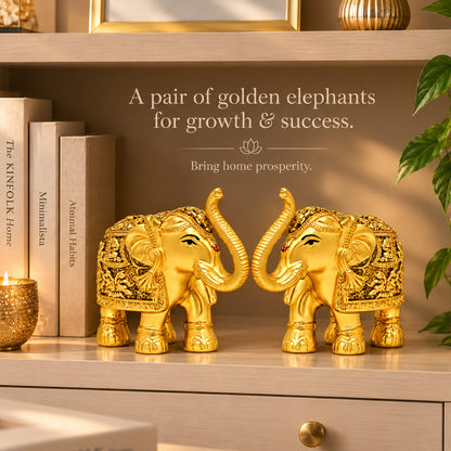 999 Gold-Plated Elephant Pair | Premium Gift Box | 11x12 CM