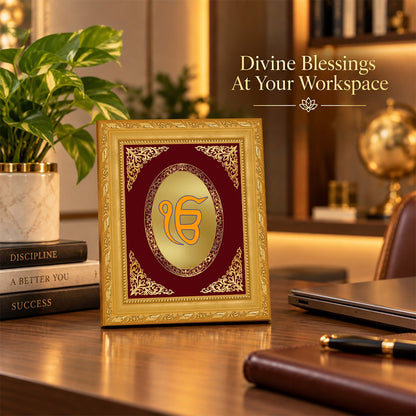 24K Gold-Plated Ik Onkar BG Frame | Premium Gift Box | 16 X 13.5 CM
