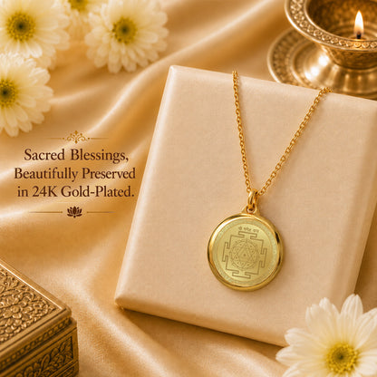 Diviniti 24K Double Sided Gold Plated Pendant Ganesha & Sacred Yantra | 18 MM Flip Coin (1 PCS)