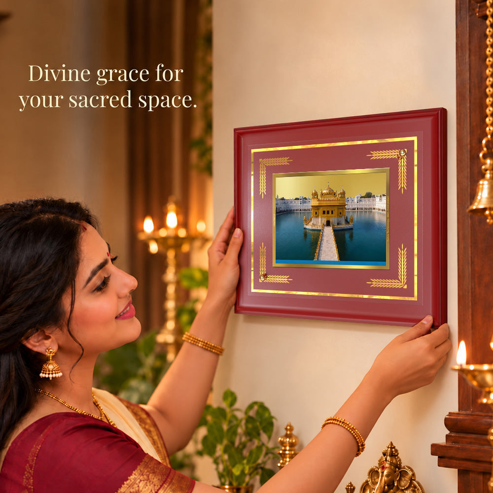 24K Gold-Plated Golden Temple MDF Frame | Premium Gift Box | 35x27 CM