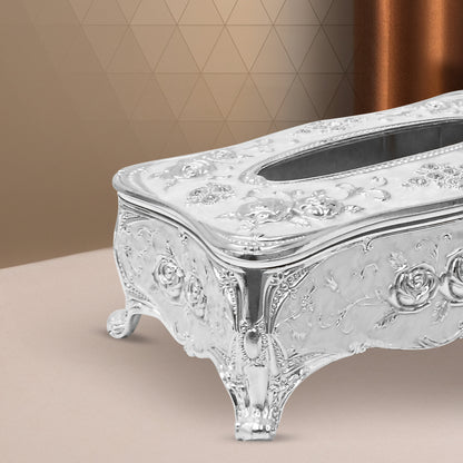 DIVINITI 999 Silver Plated Tissue Box Premium Decorative Luxurious Holder for Elegant Home and Office Décor (8.5x24x14 CM)
