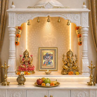 Diviniti 24K Gold Plated Shiv Parivar (Classic) Divine Wall and Table Top Frame for Home Mandir & Office Decor | Luxury Spiritual Gift