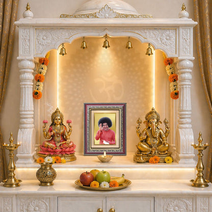 Diviniti 24K Gold Plated Satya Sai Baba (Classic) Divine Wall and Table Top Frame for Home Mandir & Office Decor | Luxury Spiritual Gift
