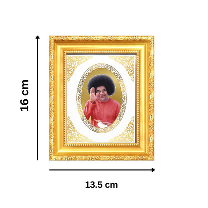 Satya Sai Baba Divine Spiritual Guidance & Seva Sacred Royal Tabletop Frame in 24K Gold Plated Foil