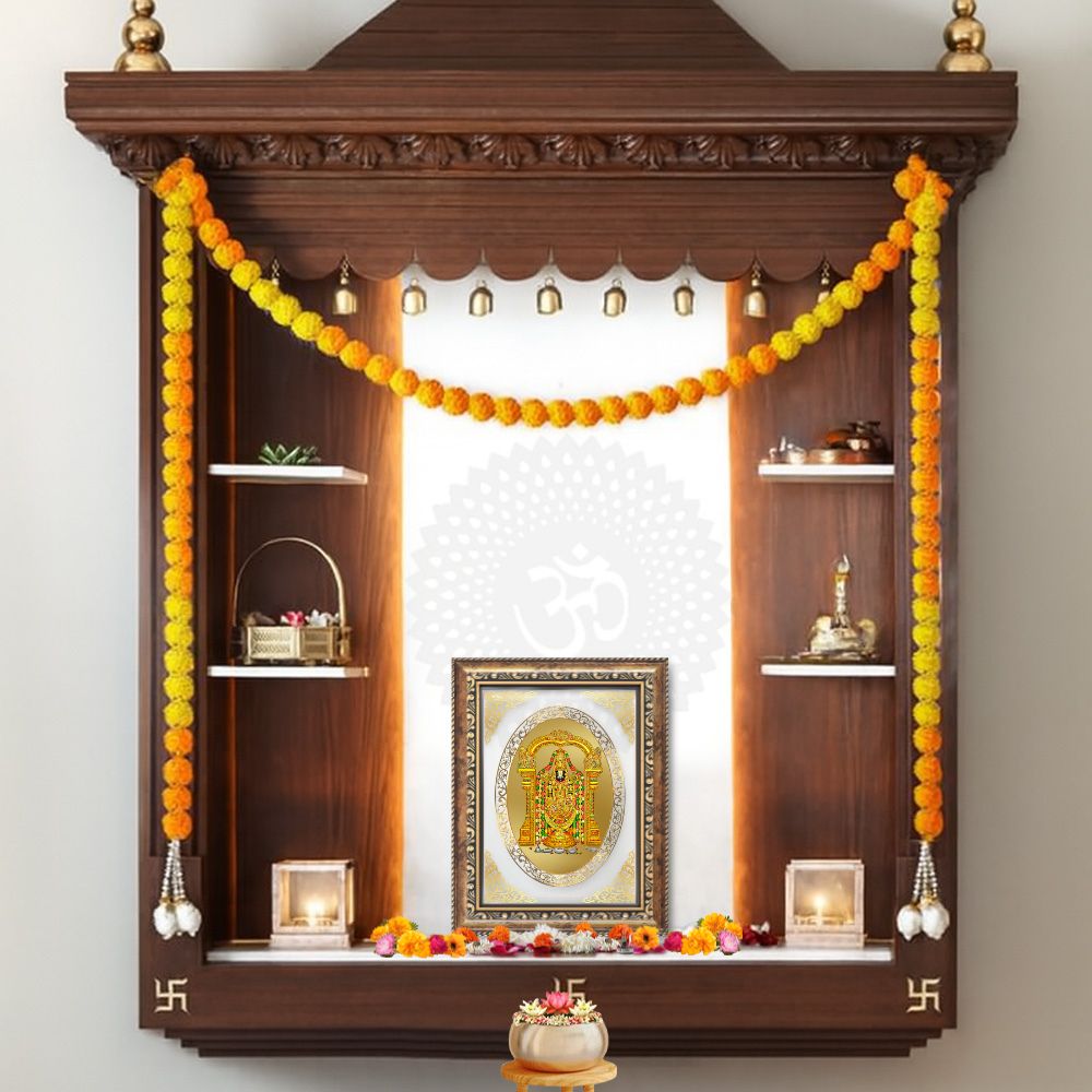 Tirupati Balaji (Lord Venkateswara) Divine Sacred Prosperity & Blessings Royal Tabletop Frame in 24K Gold Plated Foil
